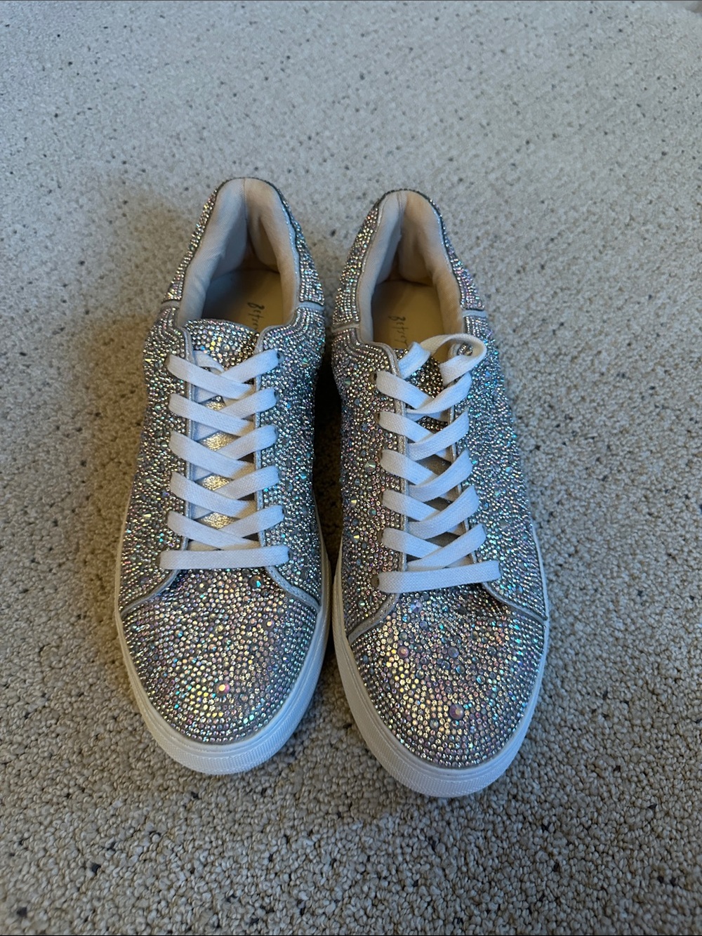 Betsey Johnson Iridescent Crystal Embellished Sneakers